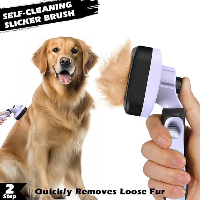 3PCS Self Cleaning Slicker Brush & Pet Grooming Rake & Flea Comb for Dogs,Cats and Horses | Double-Sided Dematting Comb & Skin Friendly Deshedding Grooming Tool | Pet Supplies(Light Purple)