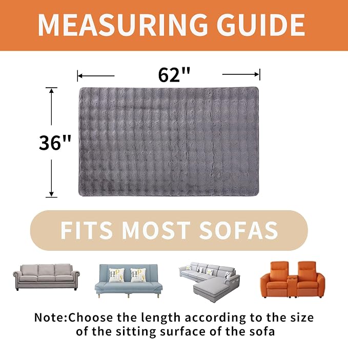 Waterproof Dog Bed Cover Non Slip Couch Covers for Dogs Washable Soft Faux Fur Sofa Cover Couch Covers for 3 Cushion Couch Sofa Pet Friendly (Grey)