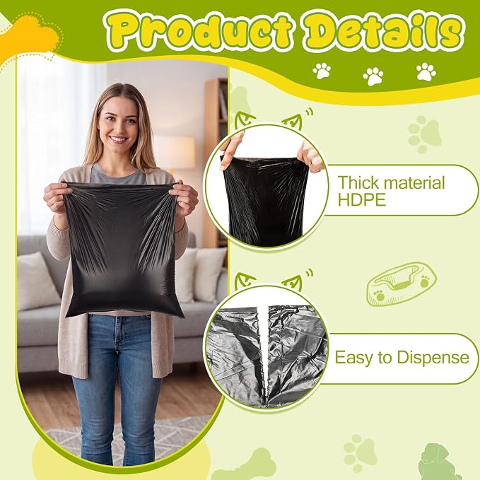 Sherr 75 Rolls 15000 Count Dog Waste Bags Dog Trash Bags Leak Proof Pet Doggie Poop Roll Waste Thick Plastic Bag for Home Park Outdoor Travel Pet Supplies (Black)