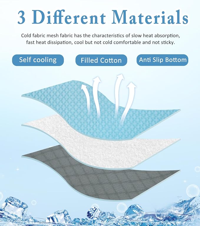 SOMOYA Dog Cooling Mat (Q-Max>0.45) Dog Bed Mats Blanket Cool Pad for Dog,Washable Ice Silk Sleep Mat Pad Breathable for Large Dogs Cats Large