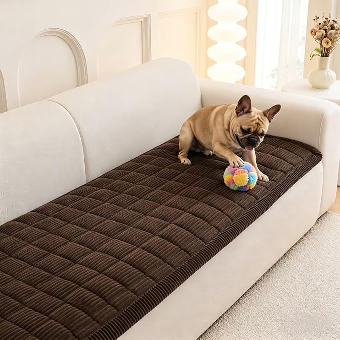MEETSKY Couch Cover for Dog Washable, Sofa Covers for 2 Cushion Couch Non-Slip Loveseat Sofa Protector Pet Friendly Dog Mats for Couches Soft Furniture Covers, 27.6" x 59", Chocolate