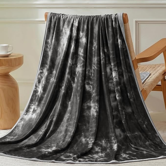 Guohaoi Cooling Throw Blanket Summer Blanket Tie Dye for Hot Sleepers Lightweight Breathable Bed Blanket, Arc-Chill Q-Max >0.5 Cool Fiber (Black 50''x70'')