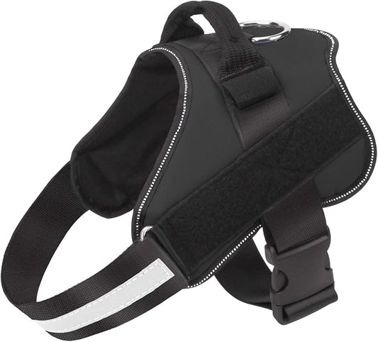 Dog Harness, No-Pull Reflective Dog Vest, Breathable Adjustable Pet Harness with Handle for Outdoor Walking - No More Pulling, Tugging or Choking (Black, M)