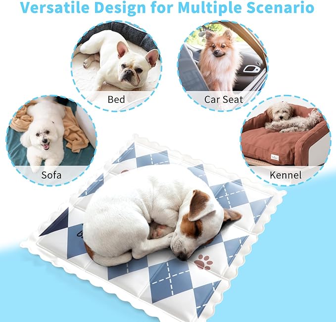Dog Cooling Mat 13.7” x 13.7” Pet Summer Self-Cooling Pad for Dogs and Cats Non-Toxic Gel No Water or Electricity Needed Easy Washable
