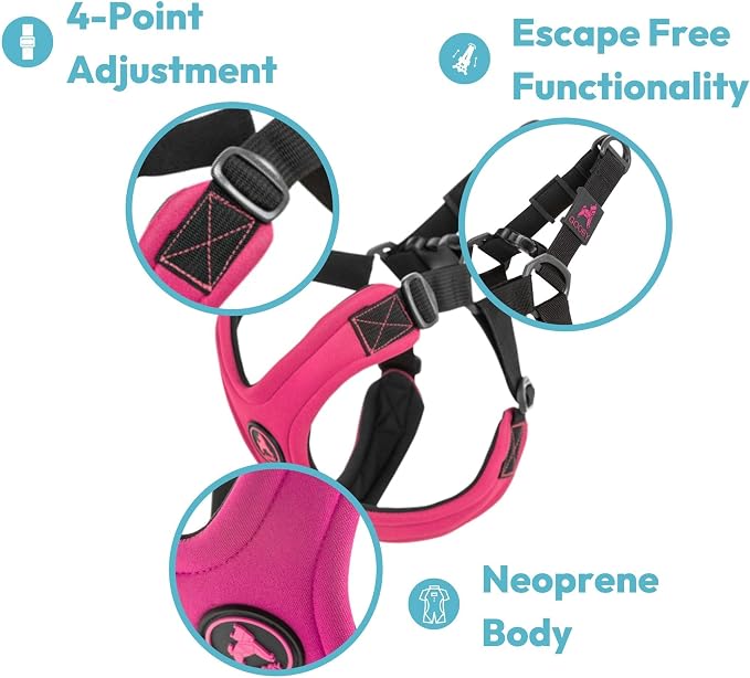 Gooby, Dog Harness, Sporty, Large, Red - Escape Free Sport Harness with Patented Neoprene Technology, 4-Point Adjustment, No Choke, Perfect for Small Dogs No Pull