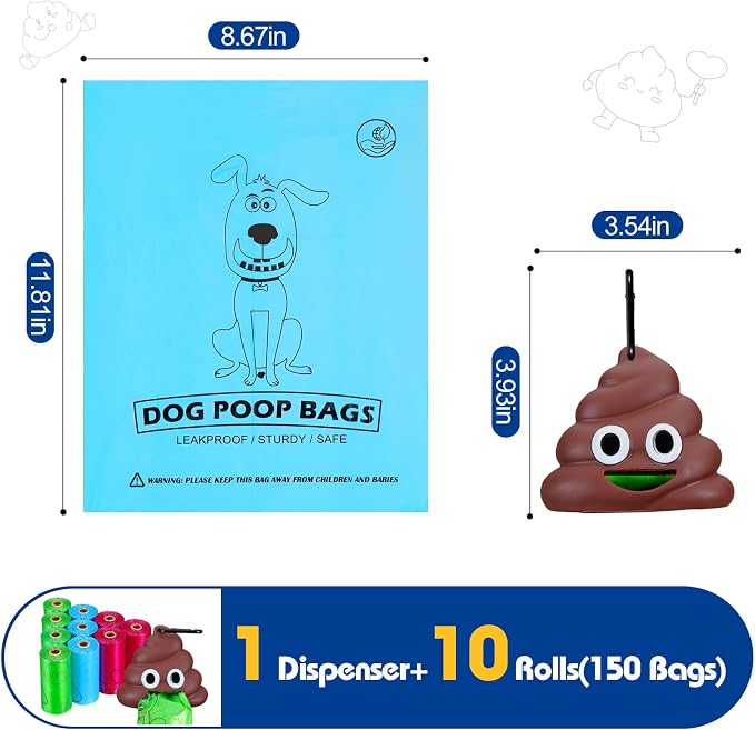 Letalong Dog Poop Bag With Holder, 150 Counts Scented Doggie Waste Bags With 1 Dispenser, Pet Poop Bags Rolls For Doggy