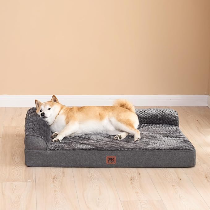 EHEYCIGA Orthopedic Dog Bed Medium Size Dogs, Memory Foam Dog Bed with Washable Removable Cover, Waterproof Pet Sofa Couch for Crate with Nonskid Bottom, 30x20x6, Dark Grey