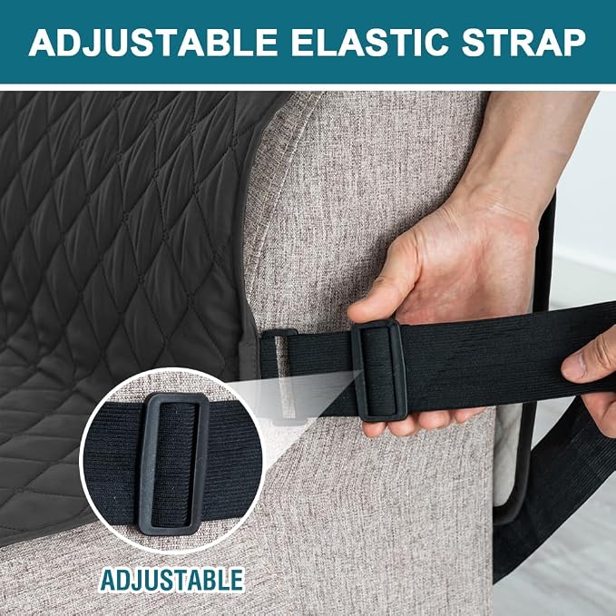 Turquoize 100% Waterproof Futon Cover Futon Slipcover Washable Armless Sofa Bed Slipcover Protector Seat Width Up to 70" with Adjustable Elastic Strap Anti-Slip for Dogs, Black