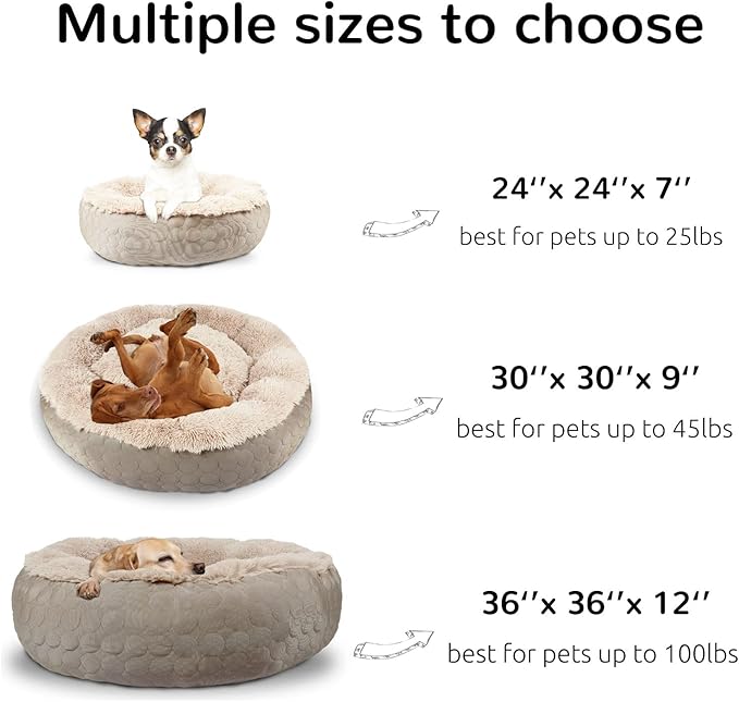 HACHIKITTY Dog Bed, Orthopedic, Round, X-Large, Taupe (30x24x16in), for Medium Large Dogs & Cats, Cooling Warming, Polyester, Hypoallergenic