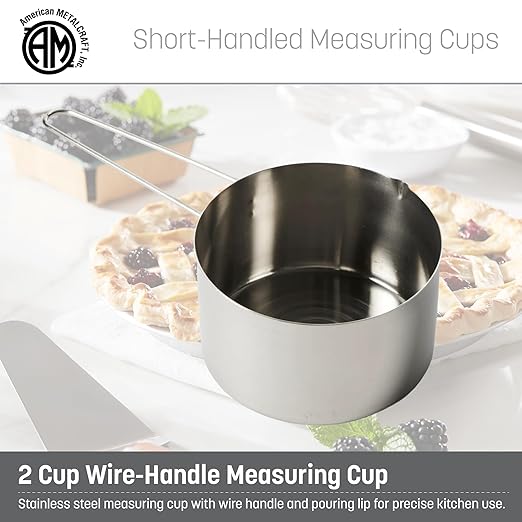 American METALCRAFT, Inc. MCW200 2-Cup Stainless Steel Measuring Cup with Wire Loop Handle, Silver