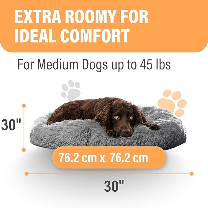 Active Pets Large Dog Bed, Calming Orthopedic Pet Bedding for Anxiety Relief, Joint Support & Comfort, Washable Dog Furniture, M 45lbs, Dark Grey