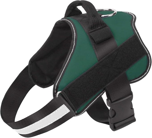 Dog Harness, No-Pull Reflective Dog Vest, Breathable Adjustable Pet Harness with Handle for Outdoor Walking - No More Pulling, Tugging or Choking (Dark Green, M)