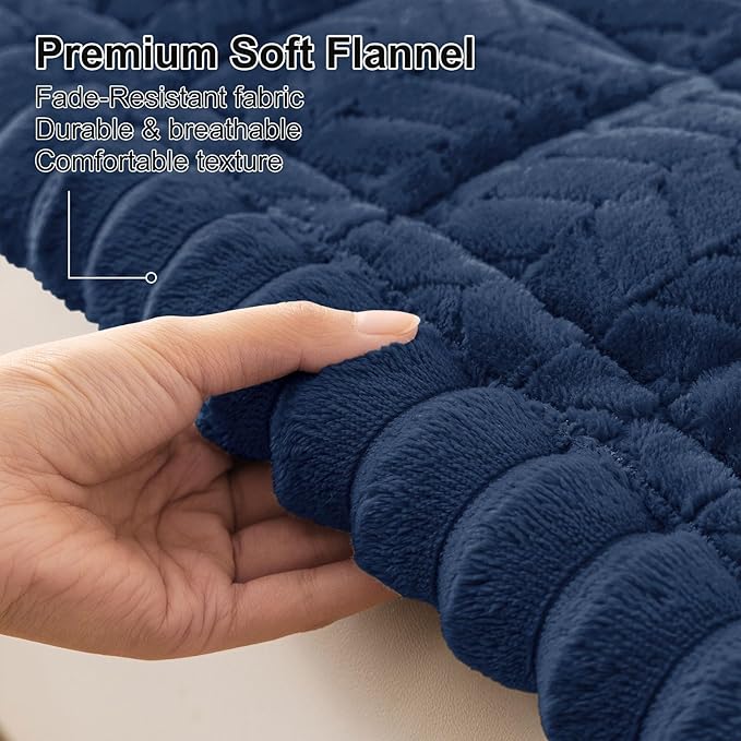Smiry Couch Cover for Dogs, Non Slip Fuzzy Pet Sofa Arm Covers Washable for Armrest & Backrest, Soft Thick Furniture Protector for Cats Dogs, Against Fur, Dirt (Navy, 20"x24", 2 Pack)