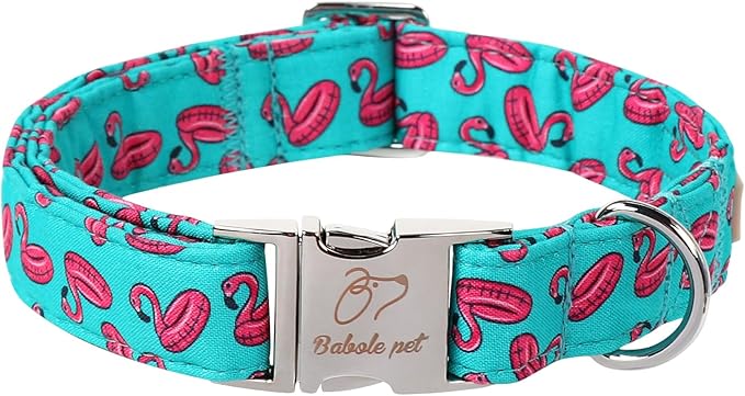 Summer Dog Collar, Cool Flamingo Float Pet Collar with Metal Buckle, Durable Adjustable Designer Dog Collars for Small Medium Large Dogs XL