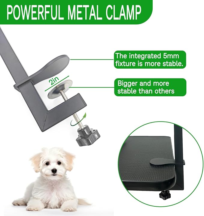 Dog Grooming Arm with Clamp, Hammock Assistant, Dog Grooming Table Arm with Dog Grooming Harnesses for Small Pets, Dog Grooming Stand for Hair Cutting Blowing Washing Bathing Nail Trimming Clipping