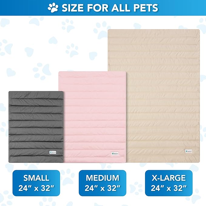 PetAmi Dog Cooling Mat, Q-Max Pet Cooling Blanket with Thick Cushioning, Self Cooling Pad for Dogs & Cats, Reversible Summer Mat for Crate, Couch, Kennel, Gray/Light Grey, Small (24x32)