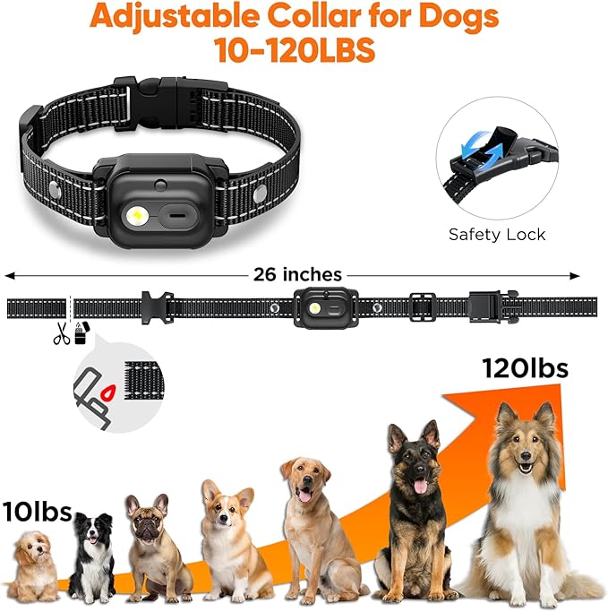 Dog Shock Collar 2 Dogs, 3300ft Dog Training Collar with Remote, Real-time Dual-Channel Remote with 3 Training Modes, Beep, Vibration, Safety Shock, Light, Fits 8-120 lbs All Breeds Sizes - Orange