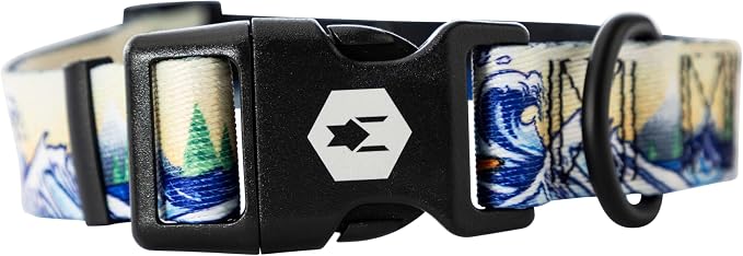 Wolfgang Heavy Duty, Adjustable Dog Collar with Quick Release Nylon Buckle for Walking & Training, MountainWave Print, Large