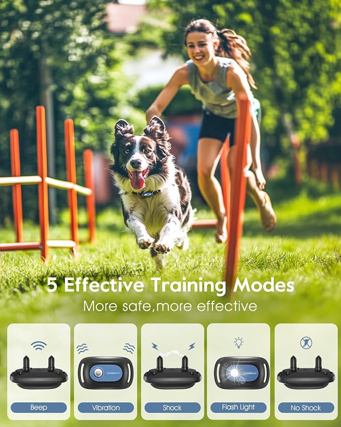 SLOPEHILL Dog Shock Collar - 4200FT Dog Training Collar with Remote,IPX8 Waterproof E-Collar with Beep,Vibration,Shock,Flash Light,No Shock Mode,Shock Collar for Small Medium Large Dog 8-140lbs,Blue