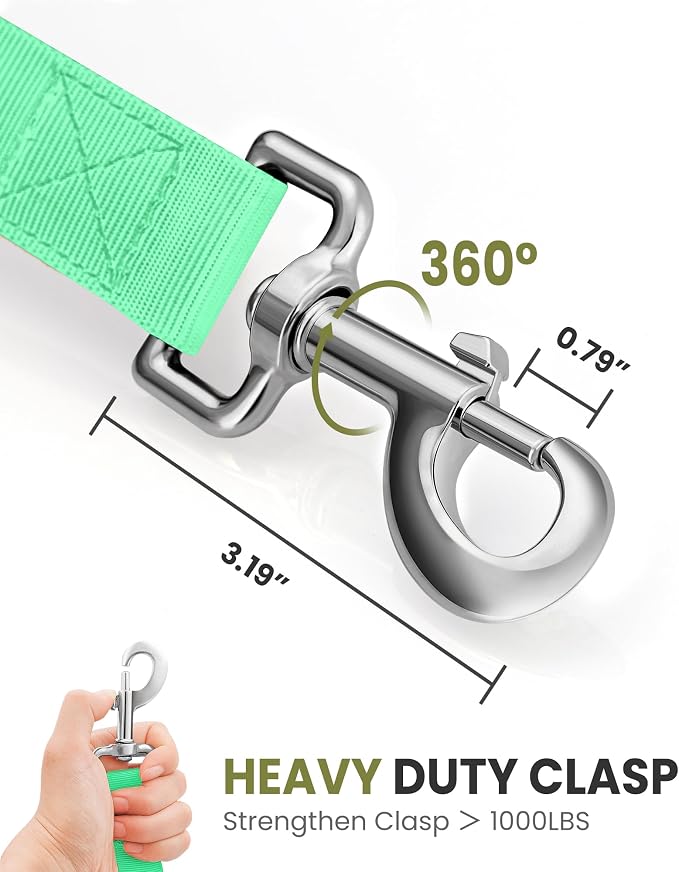 OutdoorMaster Bungee Dog Leash, Heavy Duty Dog Leash with Shock Absorption, 2 Padded Handles Training Leash, Improved Dog Safety and Comfort (Green, 6FT)