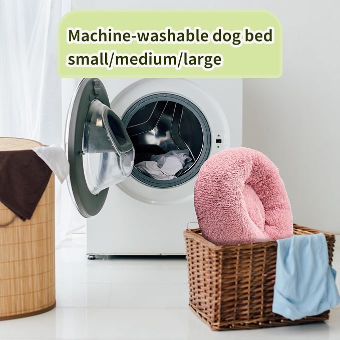 Comfort Donut Dog Bed for Small Dogs, Cat Bed & Pet Bed for Indoor Use, Medium Size with Soft Plush, Round Dog Beds for Large Dogs and Cats(Rubber Red,36''Lx36''Wx8''Th)