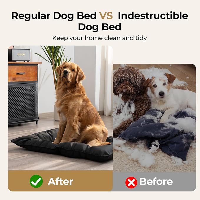 Chew Proof Indestructible Dog Bed - Durable Dog Bed for Aggressive Chewers, Machine Washable & Waterproof Indoor Outdoor Crate Pad, Tough Kennel Pad for Large Dogs (X-Large (28"x47"))