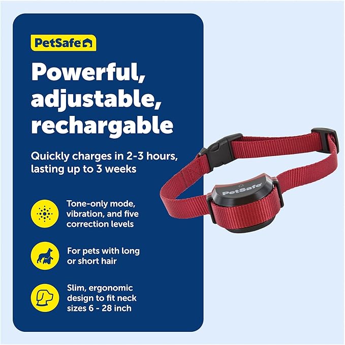 PetSafe Stubborn Dog Stay & Play Wireless Pet Fence Receiver Collar, Waterproof, Rechargeable, Tone and Static Correction, PIF00-13672, One Size, from the Parent Company of the Invisible Fence Brand
