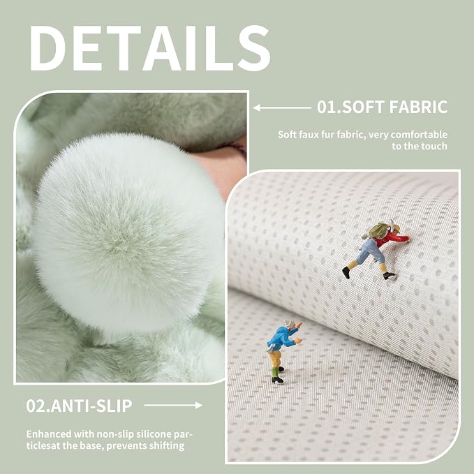 Faux Fur Couch Cover, Soft Warm Plush Sofa Couch Cover, Non Slip Sectional Sofa Slipcovers for L Shaped, Washable Furniture Protector for Kids, Dogs(Green, 36"×94")