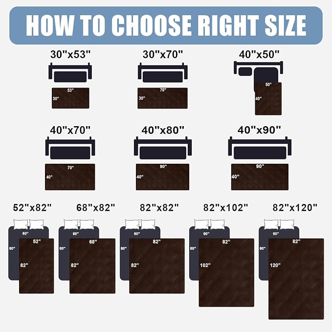 Smiry Waterproof Dog Bed Cover Blanket 30x53, Soft Reversible Pet Blanket, Washable Leakproof Cats Dogs Couch Cover for Sofa, Couch, Furniture, Chocolate/Chocolate