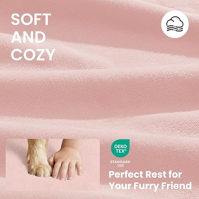 OhGeni Orthopedic Waterproof Dog Bed for Medium Large Dogs, Machine-Washable Removable Cover in Easy-Clean Fabric, Reversible Memory Foam & Easy-Carry Handle, Suitable for Crate, 35 inch (Pink)