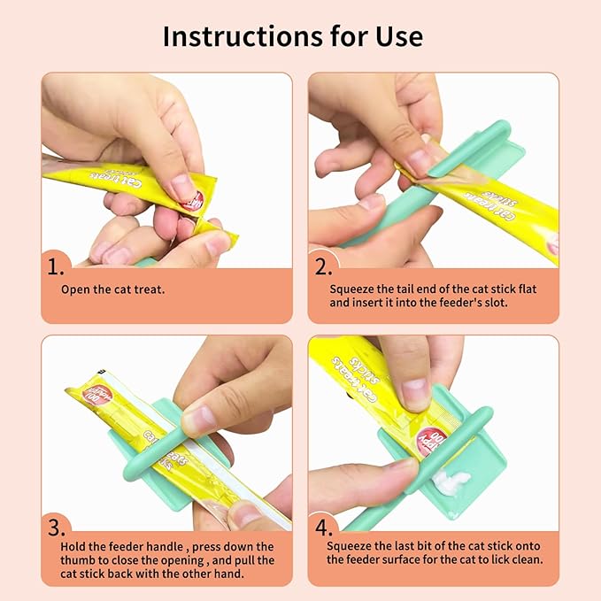 2pcs Cat Strip Feeders, Kitten Strip Squeeze Spoon for Wet Food and Liquid Snack, Cat Lickable Puree Treat Food Dispenser Pet Food Mixing Spoon Feeding Scoop for Pets (Blue & Green)