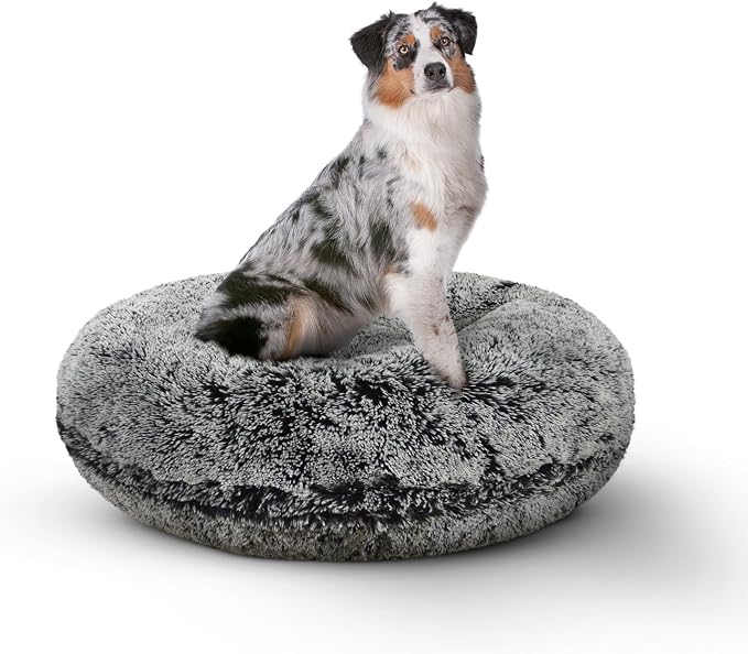 Bessie + Barnie Bagel Bed for Dogs and Cats – Round Pet Bed with 360-Degree Zipper, Waterproof Liner, Machine Washable Cover, Eco-Friendly Polyfill – Plush Donut Puppy Bed for Dogs
