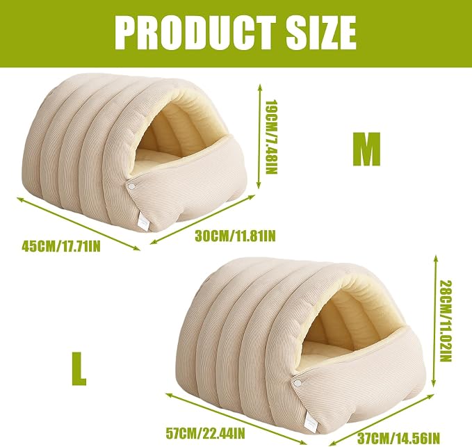 Plush Pet Cave Bed with Removable Cushion, Winter Warm Hideaway for Cats & Dogs, Cozy Washable Safe Haven