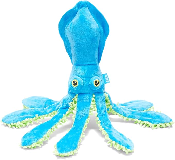 Barkbox Shifty Sid the Squid Dog Toy – Plush Squeaky Toy with Crazy Crinkle & Whip-N-Flip Legs – Interactive Thrash & Play Toy for Dogs