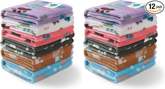 Luciphia 2 Pack 6 Dog Blankets Cat Soft Fluffy Fleece Pet Blanket Warm Cute Print Design Puppy Kitten Doggy Paw Small(23"x16")