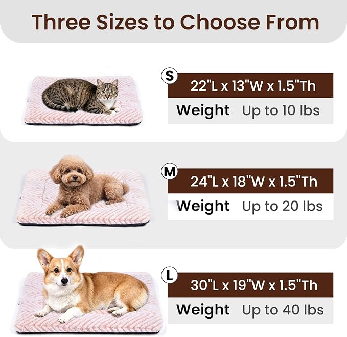 Mora Pets Washable Dog Crate Pad Soft Kennel Bed Crate Mat for Small Dogs, Puppies & Cats Flat Pet Bed with Anti-Slip Bottom for Dog Cage, Carrier & Travel Sleeping Chevron Pink 24 x 18