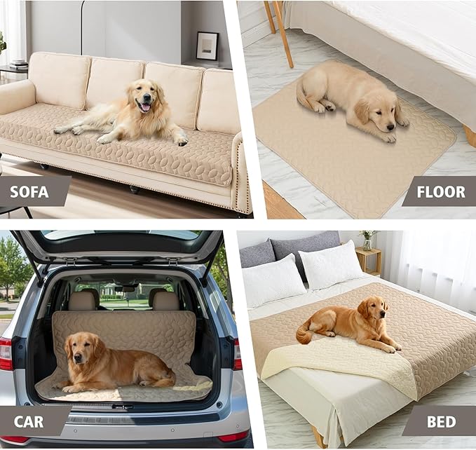 Ameritex Waterproof Pet Bed Cover Anti-Slip Dog Bed Blanket for Sofa and Furniture Waterproof New Pattern Design (Beige, 30x80 Inch (Pack of 1))
