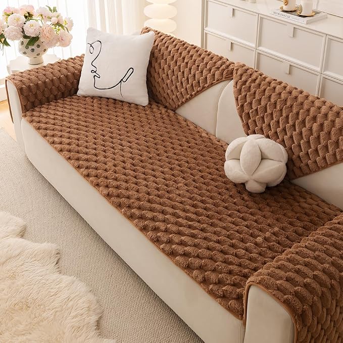 Awjcsv Couch Cover for Dogs Washable, Waterproof Couch Covers for 3 Cushion Couch Sofa Pet Friendly, Soft and Anti Slip (Coffee, 1pc/28"x 83")