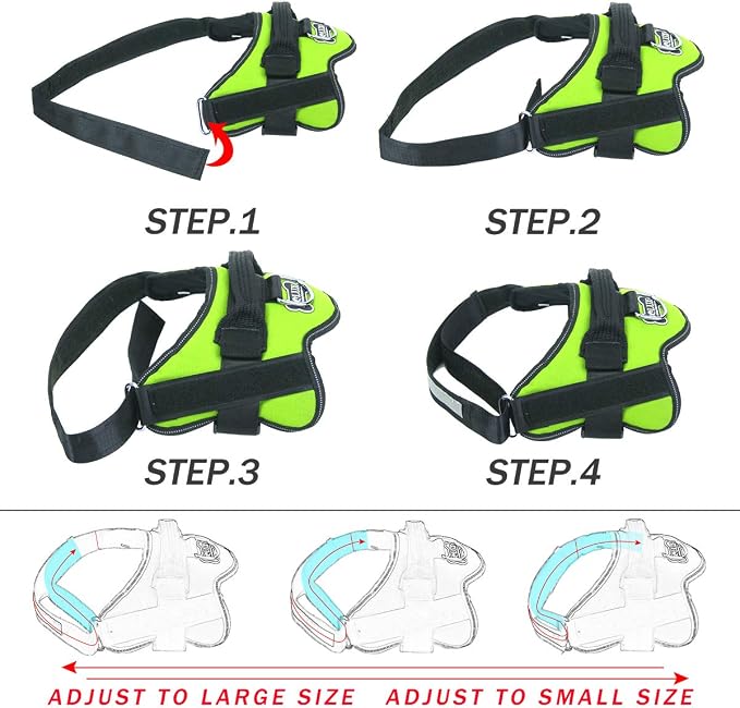 Dog Harness, No-Pull Reflective Dog Vest, Breathable Adjustable Pet Harness with Handle for Outdoor Walking - No More Pulling, Tugging or Choking (Green, M)