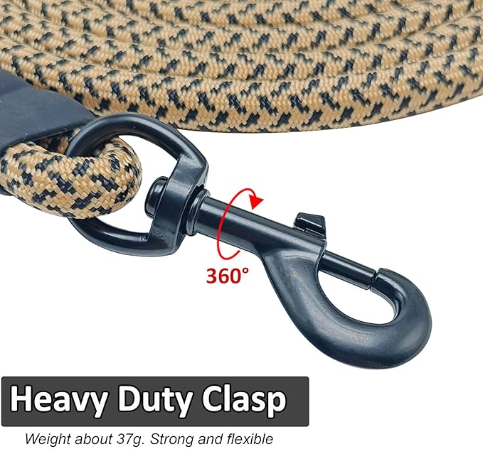 MayPaw Heavy Duty Rope Dog Leash, 3/4/5/6/7/8/10/12/15/20 FT Nylon Pet Leash, Soft Padded Handle Thick Lead Leashes for Large Medium Dogs (Brown, 1/2" * 8')