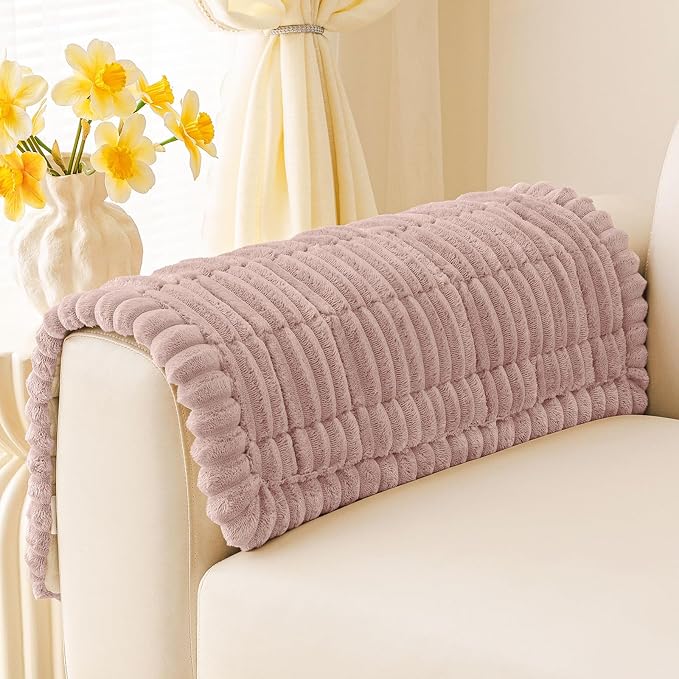 hyha Couch Cover for Dogs Washable, Non Slip Thick Flannel Sofa Protector, Pet Friendly Plush Furniture Cover for Sectional Sofa & Loveseat (Dusty Pink, 27.6" x 27.6")