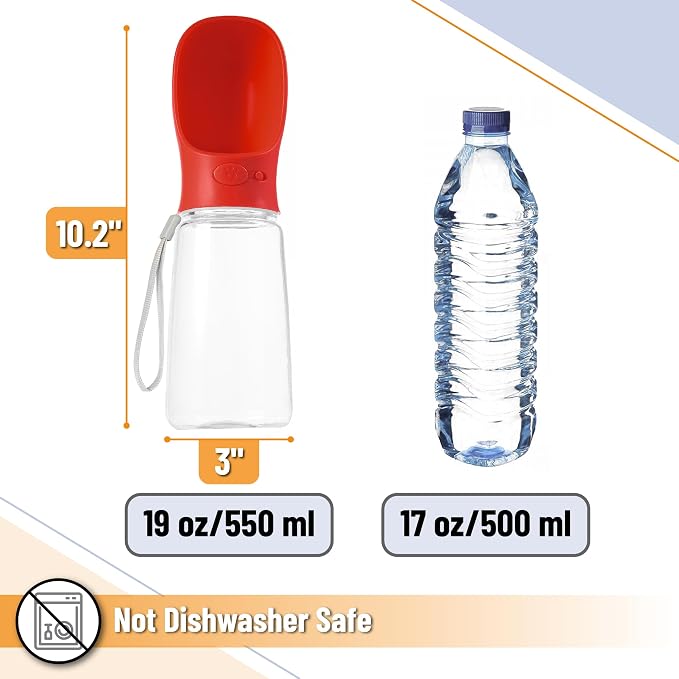 Mr. Pen- Portable Dog Water Bottle, 19 oz, Large, Leak Proof Puppy Water Dispenser with Drinking Feeder for Pets, Outdoor Walking, Hiking, Travel, Not Dishwasher Safe