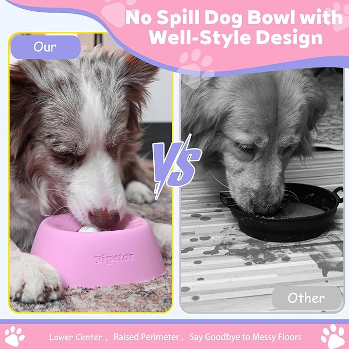 Yipetor Slow Feeder Dog Bowls for Liquid Treat, 【Enrichment Ball-Roll】 Bone Broth Dog Lick Bowl, 3/4 Cup Yogurt Pup Lick Toy for Large Medium Small Breeds Dietary Supplement/Post-op Nutrition (Pink)