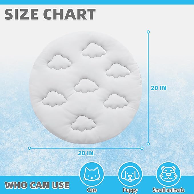 KOOLTAIL Cat Cooling Mat, Upgraded Two Sided Cooling Pad for Dogs Cats Puppy, Soft Summer Pet Sleeping Blanket Kennel to Keeping Cool, Washable Dog Mats for Crate Sofa Bed Outdoor, Round, Gery