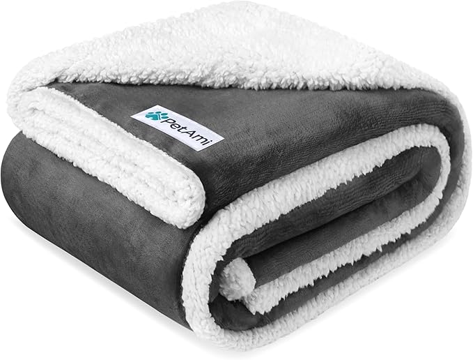 PetAmi Waterproof Dog Blanket for Couch, Pee Proof Fleece Reversible Pet Throw, Furniture Protector for Bed Sofa Kennel, Soft Washable Cover for Small Medium Dog Puppy Cat, 29x40 Grey