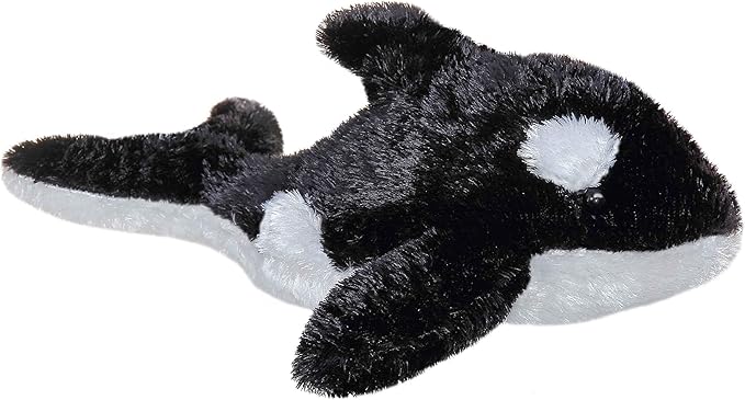 Aurora® Adorable Mini Flopsie™ Orca Stuffed Animal - Mini Companions Ready for Playful Adventures - for Kids All Ages, Toddlers, Adults, and Families - Black 9 Inches