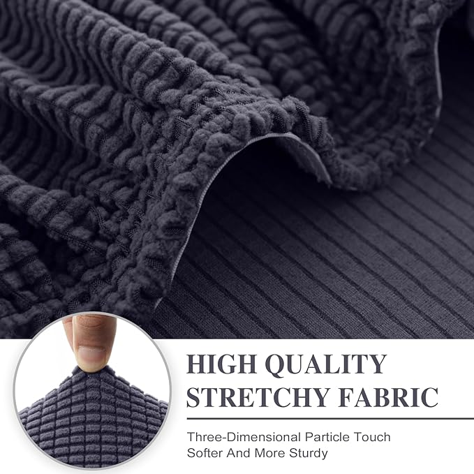 LA MEACK Couch Cushion Cover Seat Cushion Cover Stretch Armchair Cover Separate Sectional Sofa Slipcovers Furniture Protector(1 Piece for Seat or Sofa Backrest, Dark Grey)