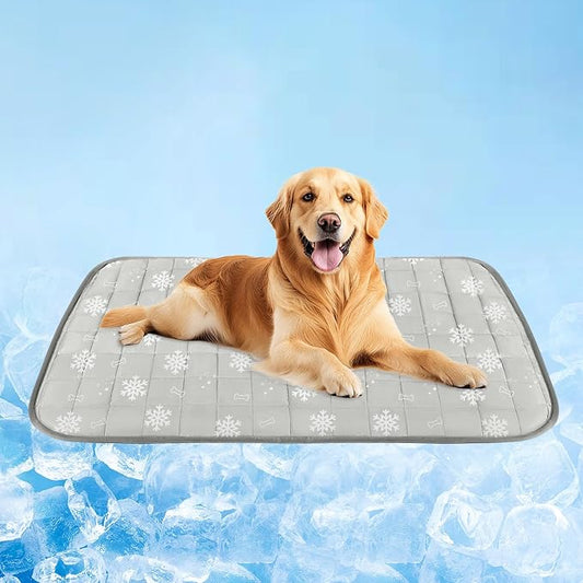 RIOGOO Dog Cooling Mat,Dog Blanket Washable,Cool Fabric & Internal Waterproof Cooling Pad (Grey, X-Large (40x30 inch))