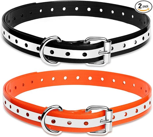 Shock Collar Replacement Strap for Most of Training Collar, 3/4 Inch Dog Collar Replacement for Wireless Fence and Bark, Adjustable Waterproof TPU Collar Strap - 2 Pack for Training, Walking