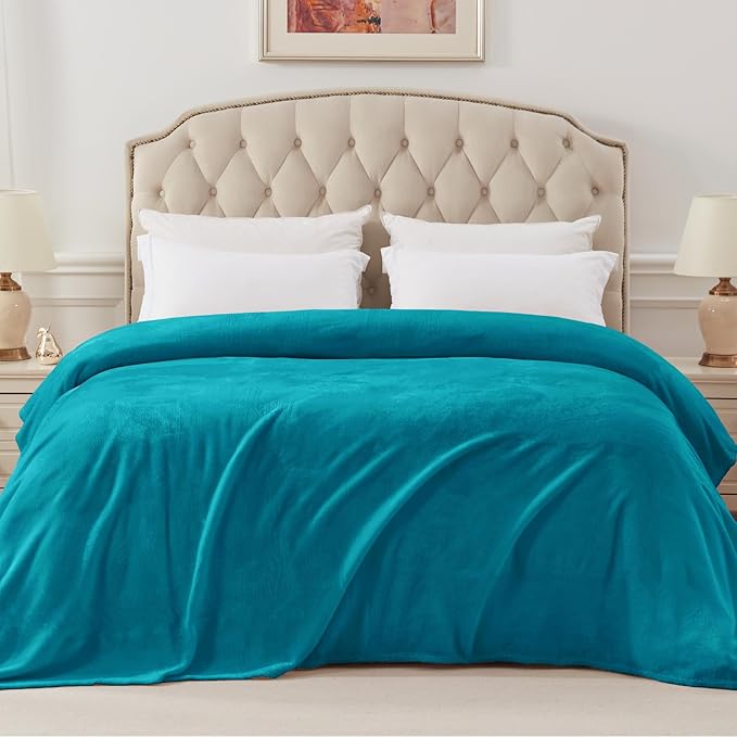Exclusivo Mezcla Fleece Blanket Twin Size for Bed, Super Soft and Warm, All Season, Cozy, Plush, Lightweight, 90x66 Inches, Teal